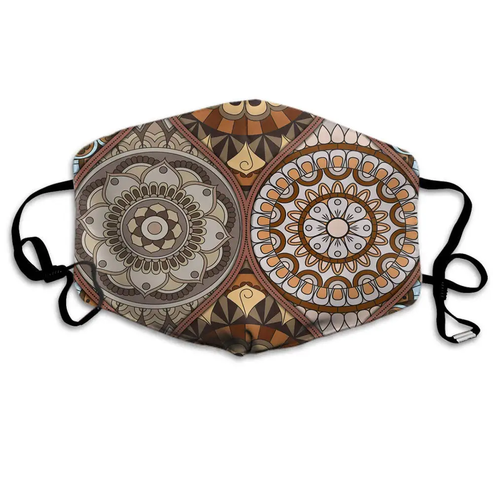 

Маска Swono с мандалой, винтажная маска с марокканским узором из полиэстера против пыли, моющаяся многоразовая маска для езды на велосипеде