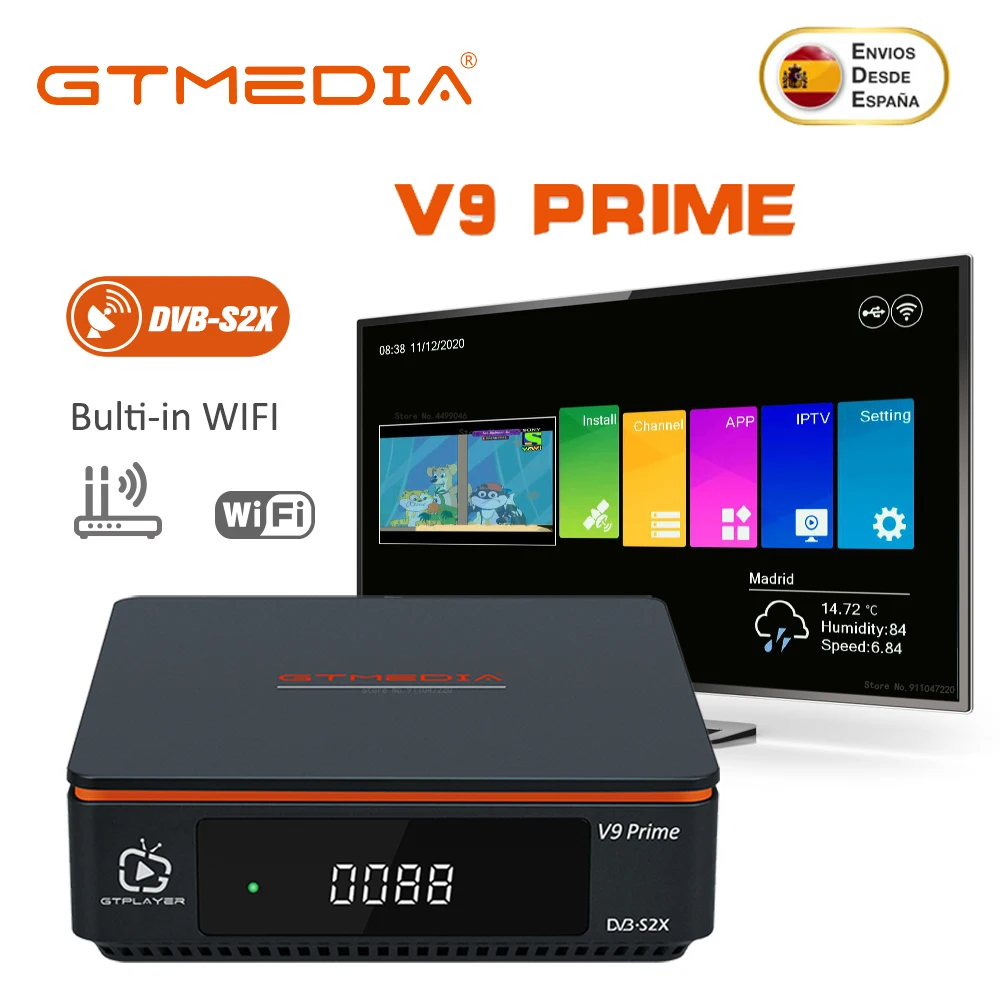 GTMEDIA V9 премьер-цифра спутниковый телевизионный ресивер DVB-S2 1080P H.265 Клайн WI-FI M3U