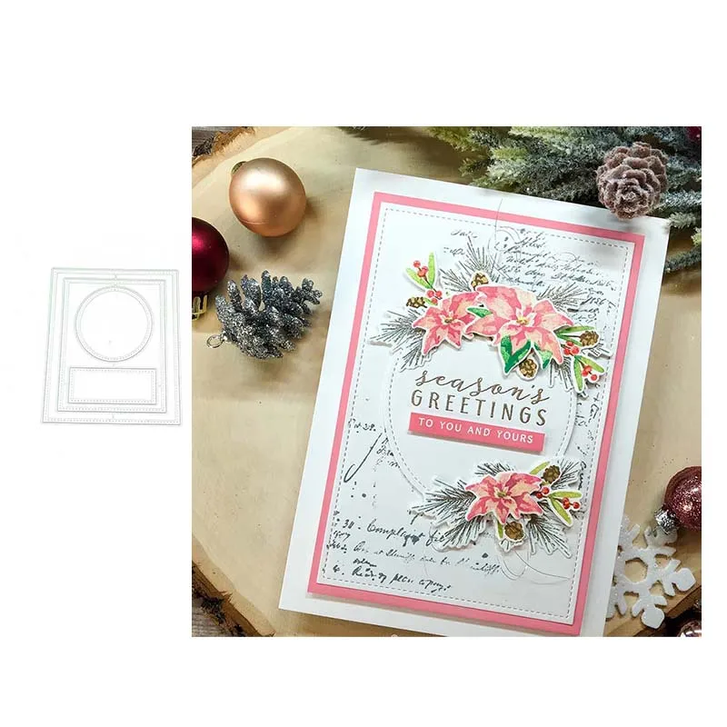 

JC Metal Cutting Dies Greeting Card Frame Shape Background Scrapbooking Dies Cut Handmade Stencil Craft Mold Decor New Design