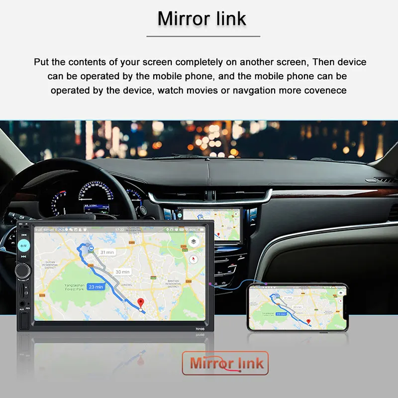 Автомагнитола 2 Din MP5-плеер с 7 &quotHD цифровым дисплеем Bluetooth USB сенсорным экраном |