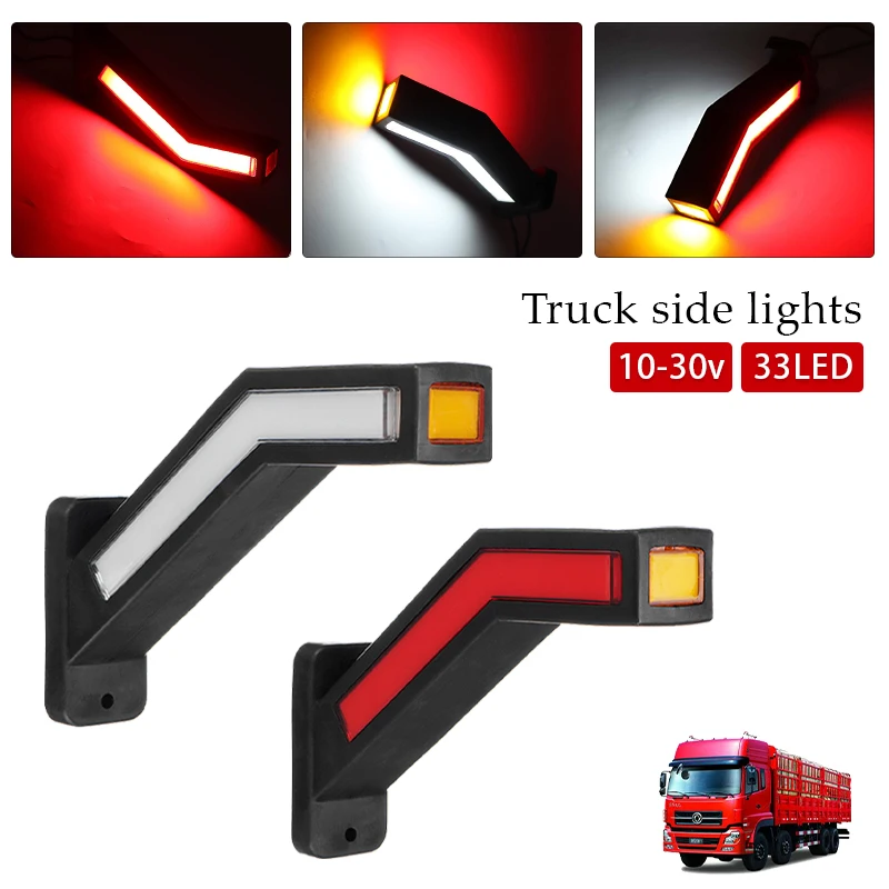 

2Pcs Car Van Outline Marker Truck Light Brake Stop Signal Lamp Led Trailer Lights Dynamic Led Turn Signals Side Marker Light