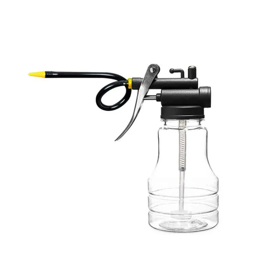 250cc Transparent High Pressure Pump Oiler Lubrication Oil Can Plastic Machine Grease 245mm Length Flex Gun |