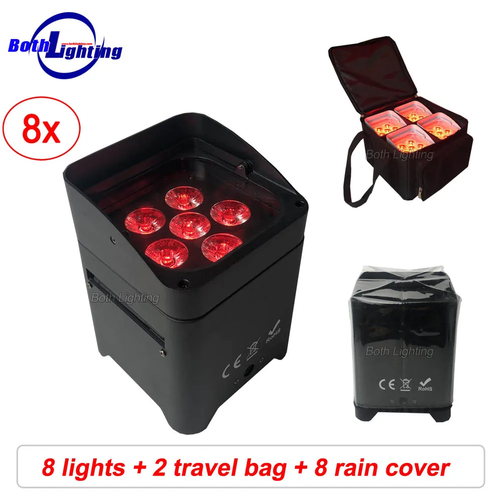 DMX IR Control WiFi Remote Wireless Battery Operated LED Mini PAR Lights 6X18W RGBWA UV 6in1 Uplighting for wedding | Лампы и
