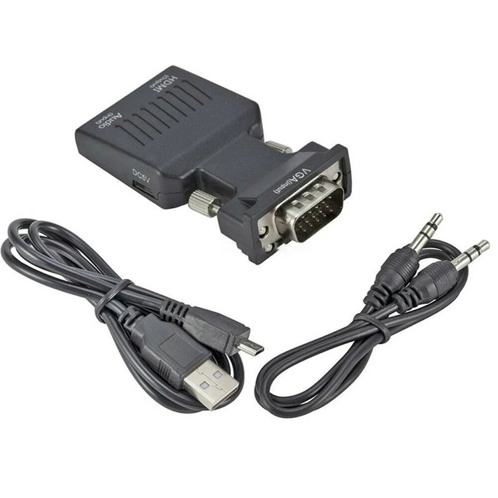 Адаптер VGA-HDMI-совместимый с аудио/1080p видеовыходом преобразователь VGA в HDMI-Co