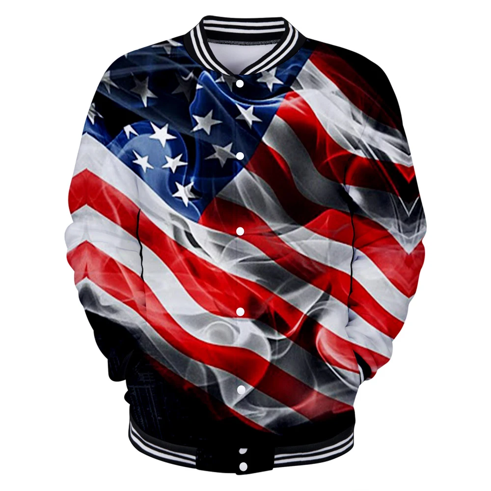 

American Independence Day print popular men's and women's 3D baseball jacket trend unisex 2021 fashion casual baseball jacket