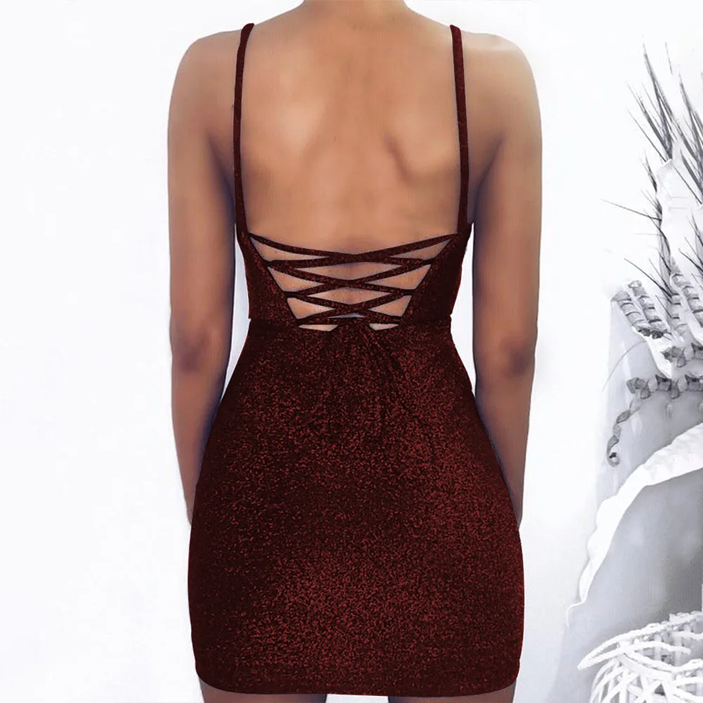 

2020 Autumn New Fashion Sexy Sleeveless Lace-up Slim Bright Silk Solid Elegant Women's Party Dress Ladies Dresses Vestidos