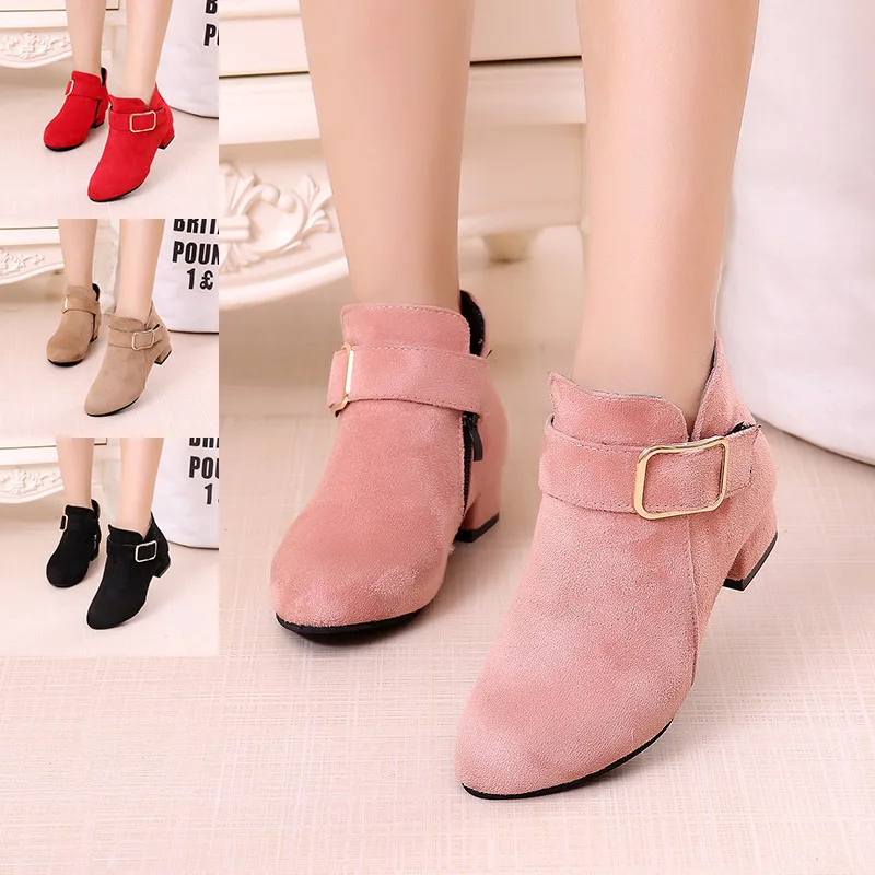 

Новая Корейская версия осени и зимы плюс бархатные женские матовые полуботинки средней длины увеличенные повседневные короткие Ботинки ...