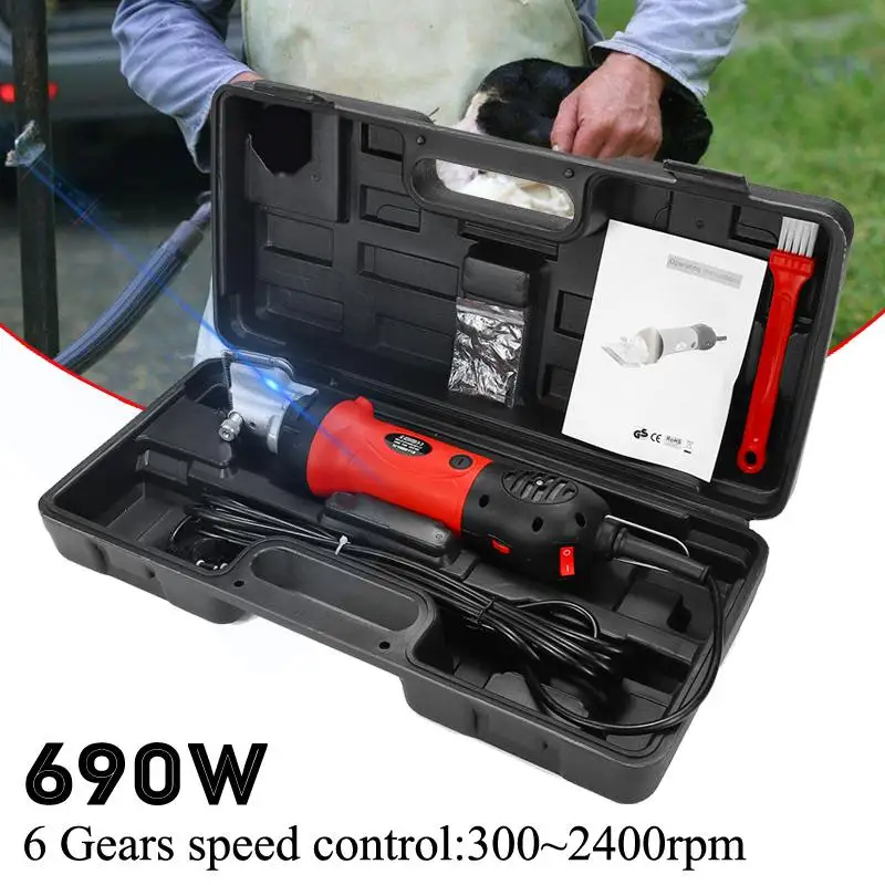 

690W Electric Shearing Machine Sheep Goat Horse Camel Hair Clipper Farm Animal Shears Cutter Wool Scissor With Box 6 Gears Speed