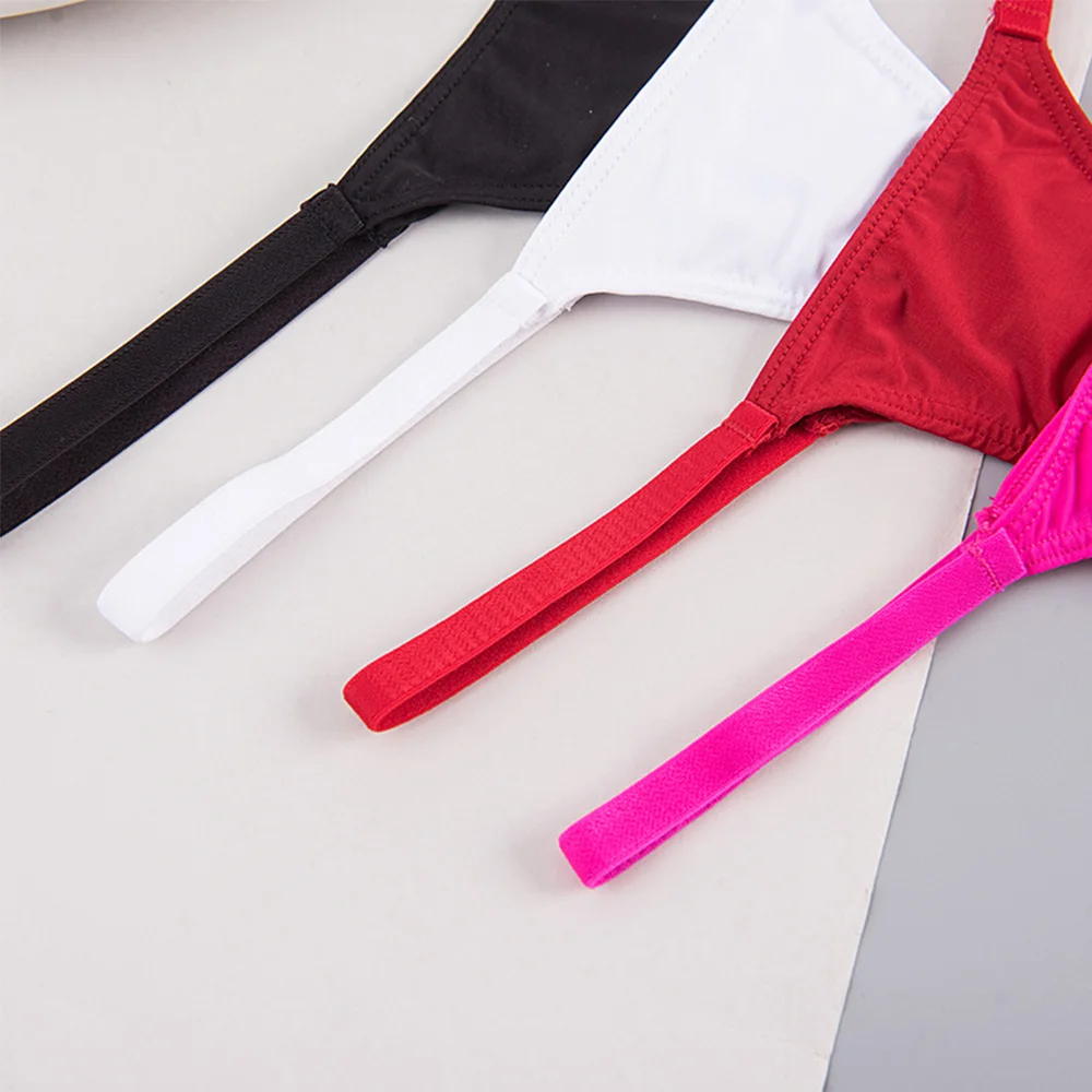 Стринги женские с низкой талией Т-образным вырезом на спине тонкие молочное