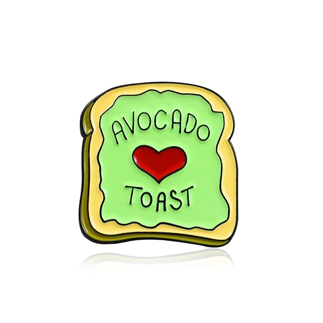 style 8 Cute Cat Fruit Pizza Bean Bear Toast Bread Brooch Avocado Egg Expression Life Pin Shirt Denim Enamel Badge Child and Family Gift - Окраска металла: style 8