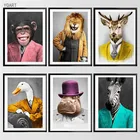 Забавная фотография, обезьянка, Лев, утка, бегемот, Зебра, искусство в скандинавском стиле для современного украшения дома, гостиной