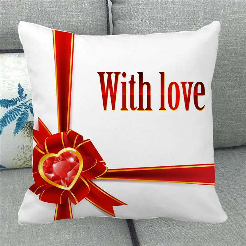 

Valentine's Day Cushion Cover Decorative Pillowcase Sofa Cushions Pillow Cases Romantic Square Decoration for Home Decor Covers