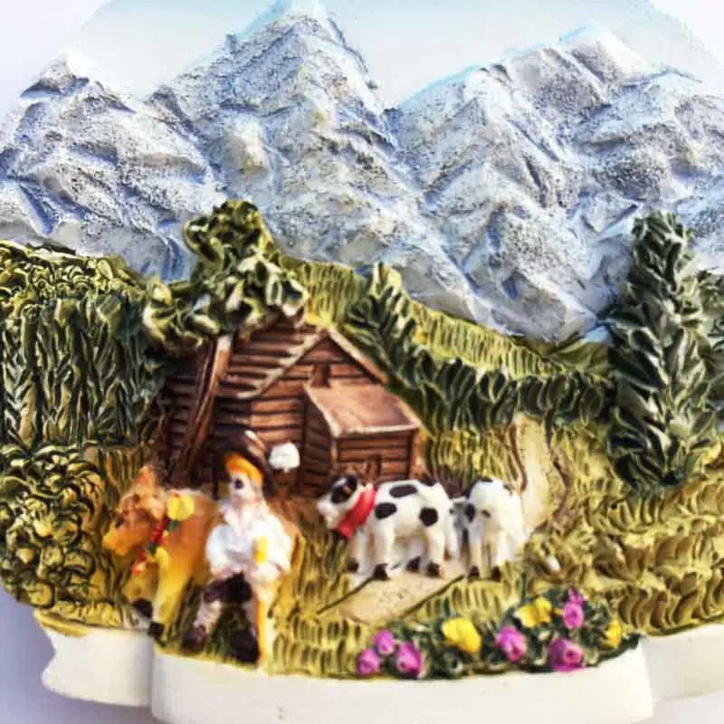 Магнит на холодильник Швейцарский сувенир швейцарская круглая художественная