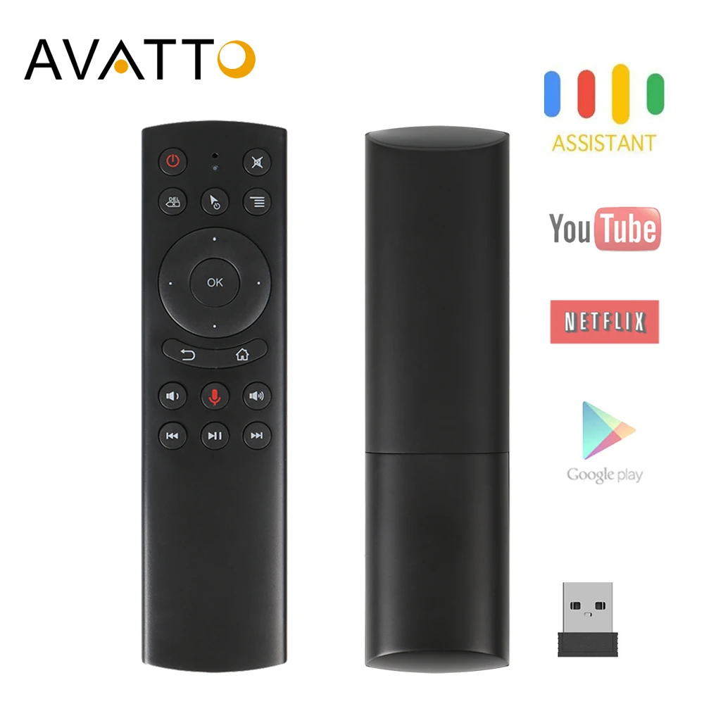 AVATTO G20 Voice Air Mouse with 2.4GHz Wireless Microphone Remote Control with IR Learning 6-axis Gyroscope for Android Box