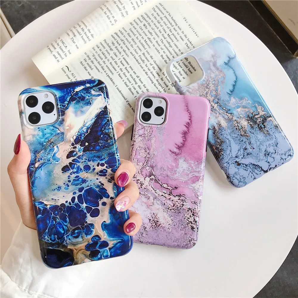 Популярные красочные мраморные чехлы для телефонов iPhone 11 Pro MAX XS X XR милый мягкий