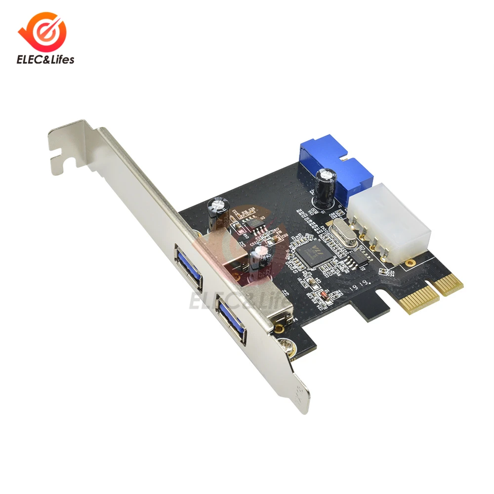 USB 3,0 PCI-E Плата расширения адаптер внешний 2 порта USB3.0 концентратор внутренний 19pin разъем PCI Express карта 4pin IDE разъем питания