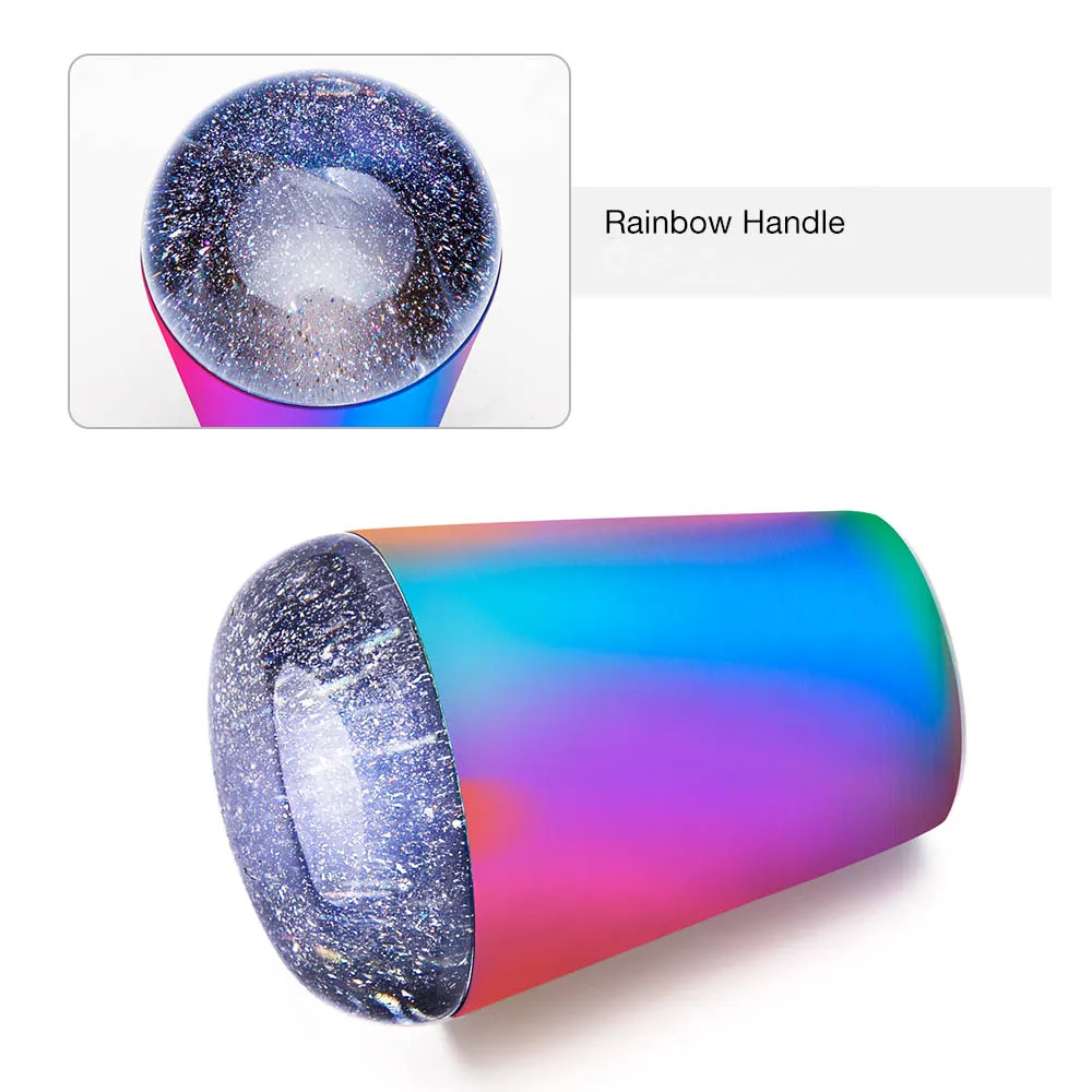 Rainbow LadyMisty силиконовая пластина для штамповки ногтей, прозрачная головка, шаблоны для дизайна ногтей, скребок с прозрачной крышкой 2,8 см - Цвет: Rainbow