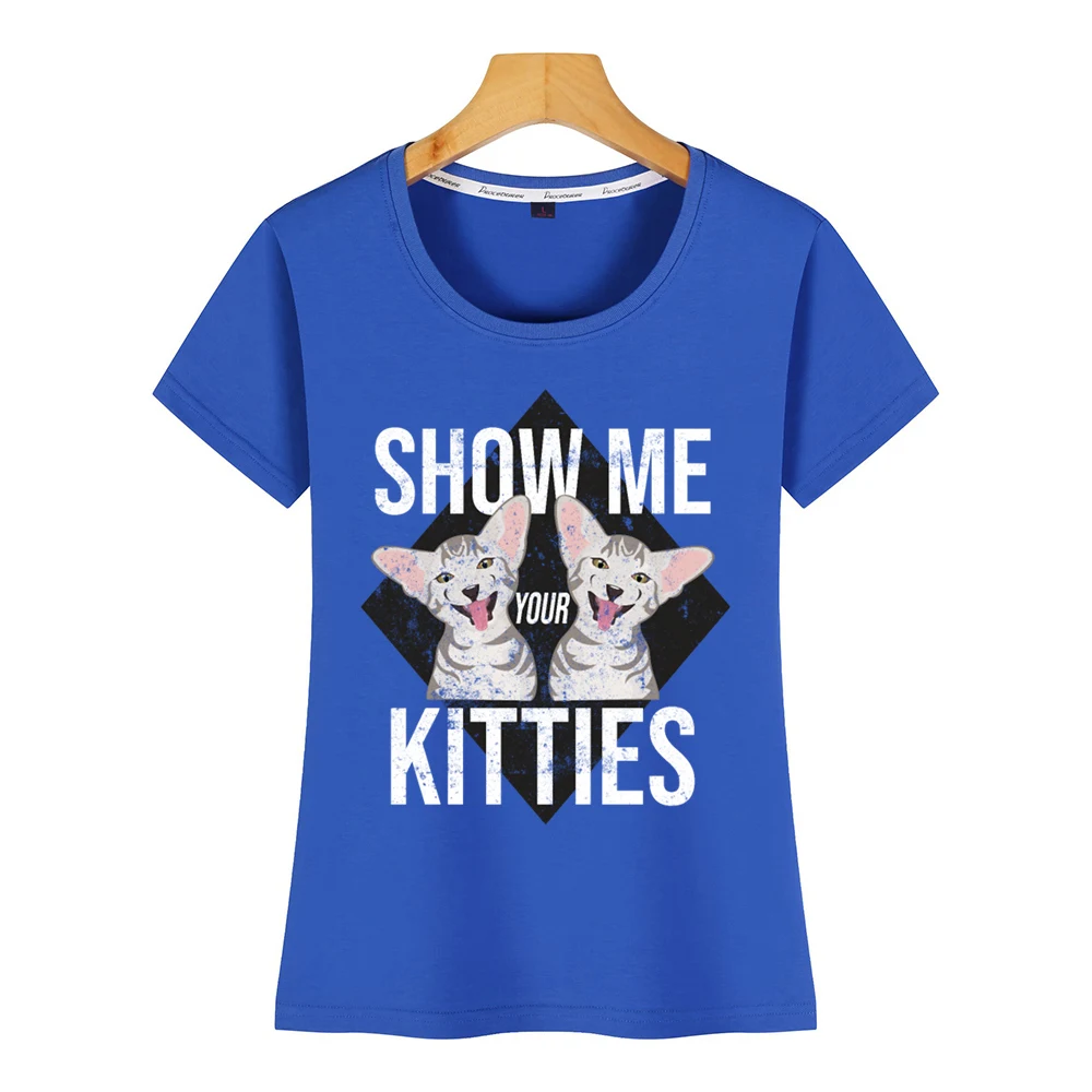 Женская футболка с надписью show me your kitties забавная женская принтом кота кавайи |
