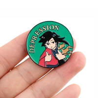 demon slayer kimetsu no yaiba fight against depression enamel pin badge decorative badges lapel pins anime brooch accessories