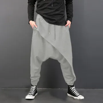 

Plus Size Men Casual Drape Drop Crotch Harem Hip-hop Pants Trouser Baggy Dancing Pants Gothic Punk Style Pants Men