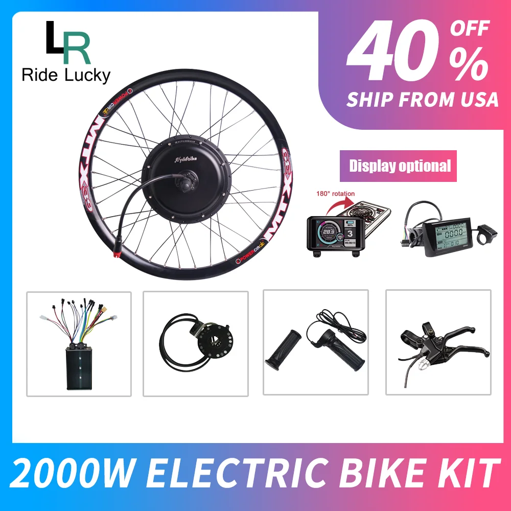 

48-72v 2000w Motor Wheel Ebike kit electric bike conversion kit with waterproof quick release cable MTX Rim UKC1 SW900 display