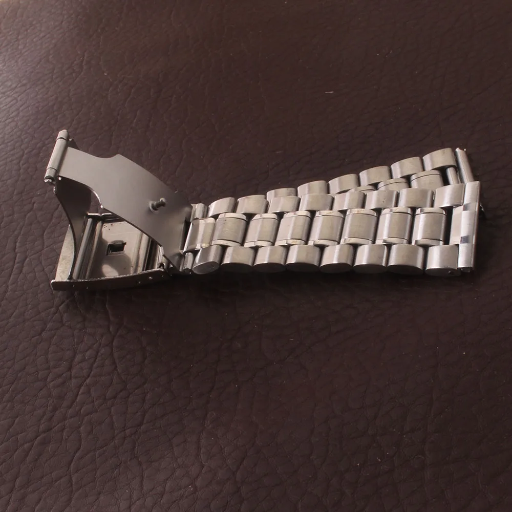 

Stainless Steel Strap 14mm 16mm 18mm 20mm 22mm 24mm Metal Watch Band solid Link Bracelet Watchband Black Silver one side button