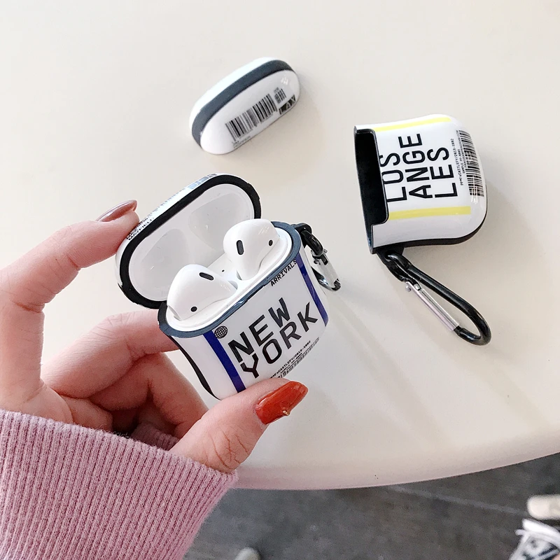 Модный Роскошный чехол для AirPods с этикеткой штрих-кодом Нью-Йорк милый Bluetooth