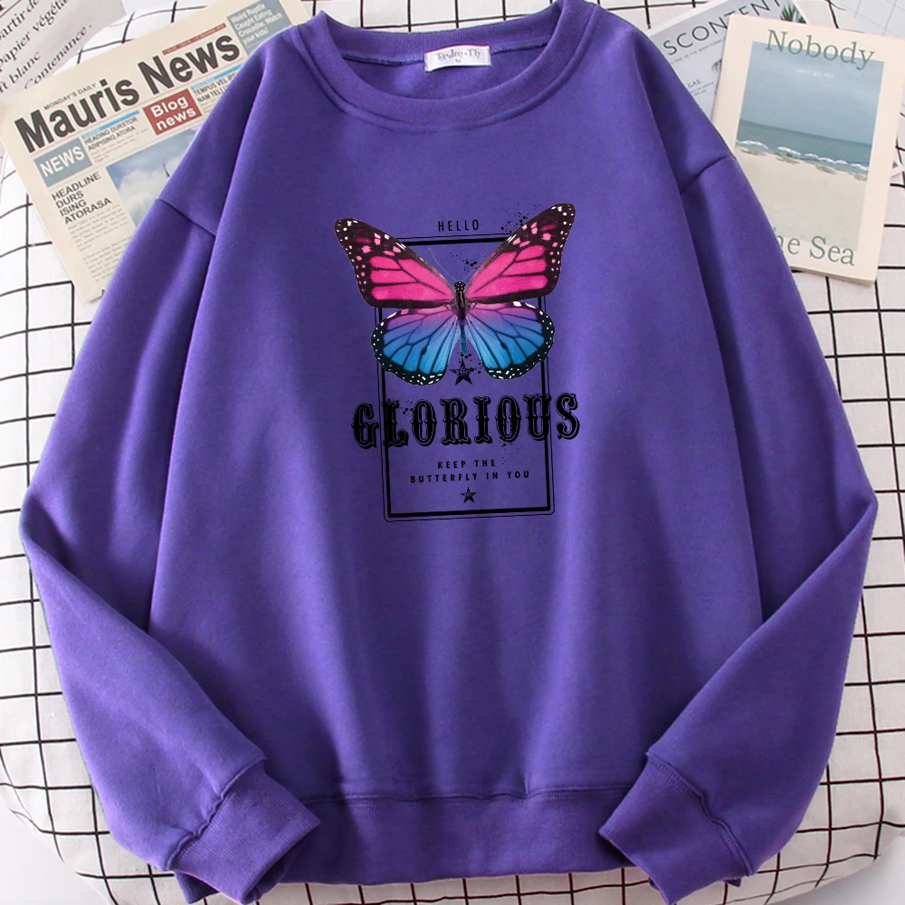 

Funny Color Butterfly Prints O-Neck Hoodies Men's Sweatshitrs Crewneck Streetwears Hip Hop Hoody Cartoons Harajuku Pullovers
