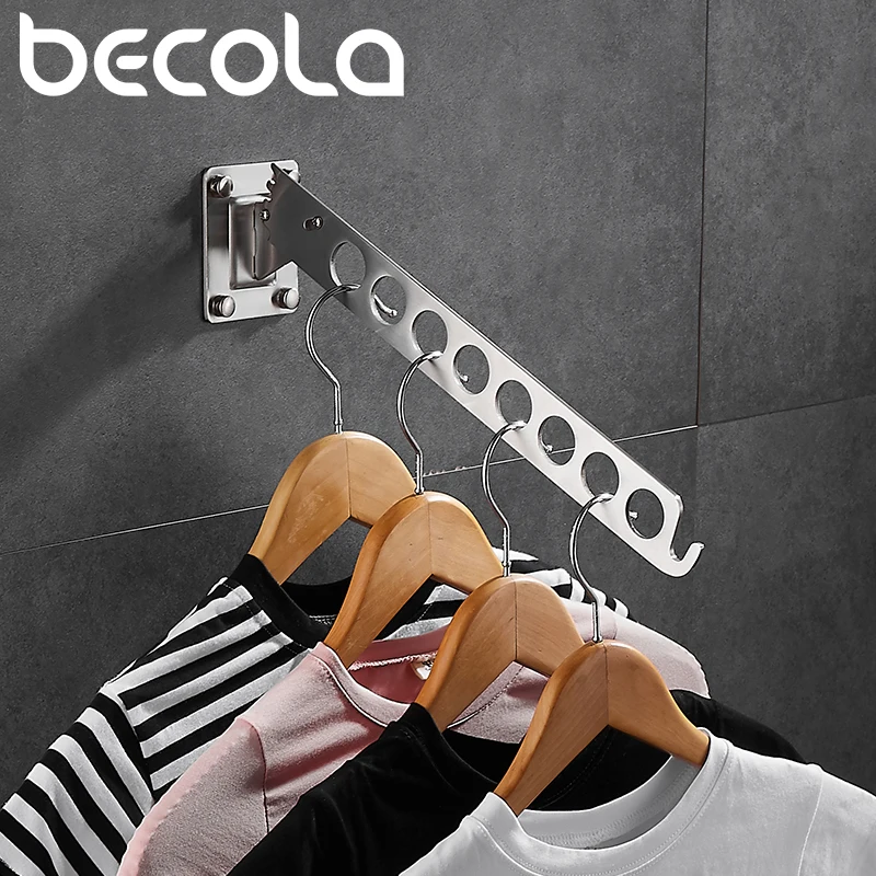 

BECOLA 8-hole Support Hangers for Clothes Drying Rack Multifunction Stainless Steel Clothes Rack Home Storage Hangers