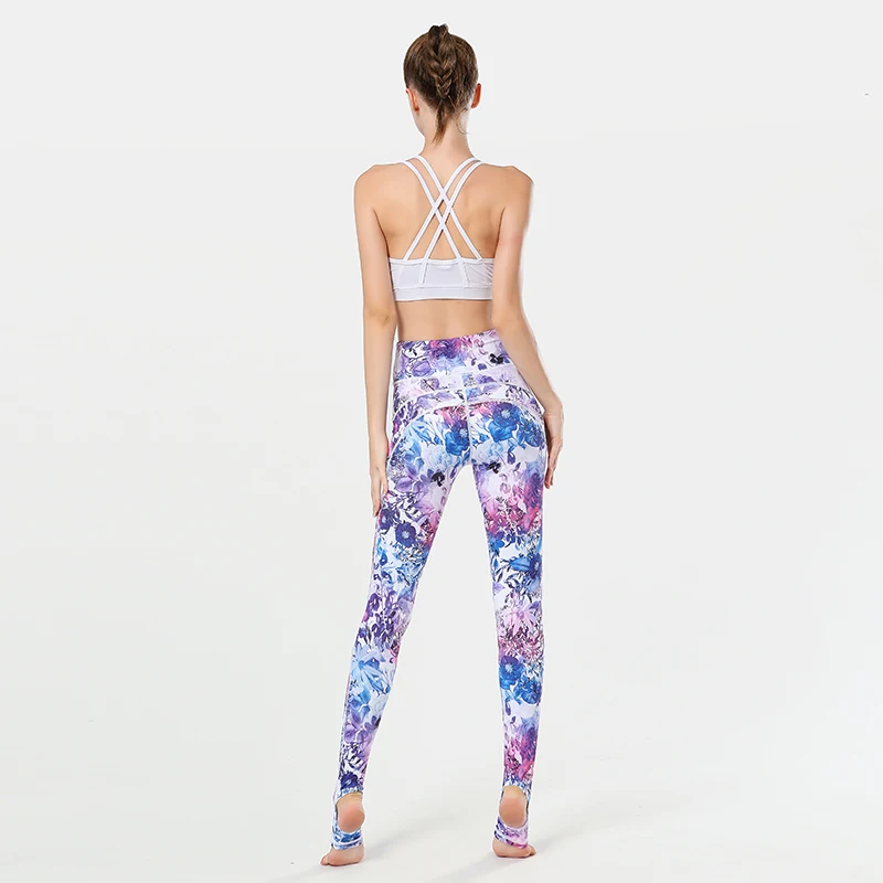 Йога Брюки для женщин высокая талия с рисунком спортивные Леггинсы фитнеса