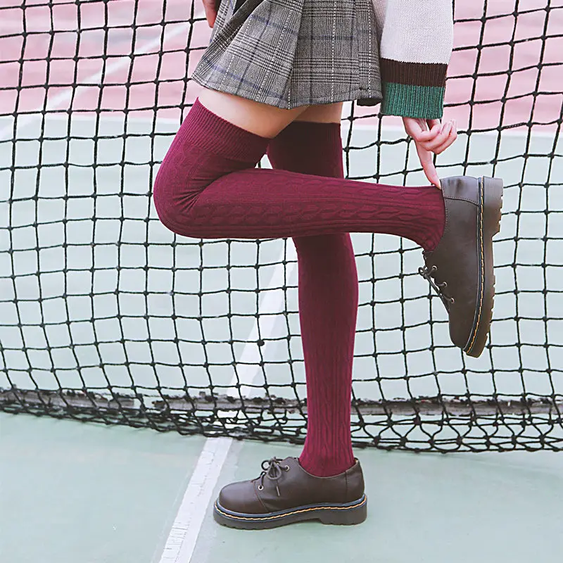 

Женские осенне-зимние однотонные носки выше колена вязаные чулки высокого качества