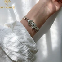 xiyanike 925 sterling silver belt buckle multi layer round bead bracelet for women custom fashion jewelry bracelet