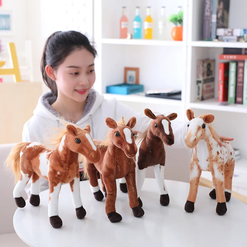 

40cm Simulation Horse Plush Toys High Quality Stuffed Lifelike Animal Dolls For Baby Kids Boys Birthday Gifts Home Shop Decor