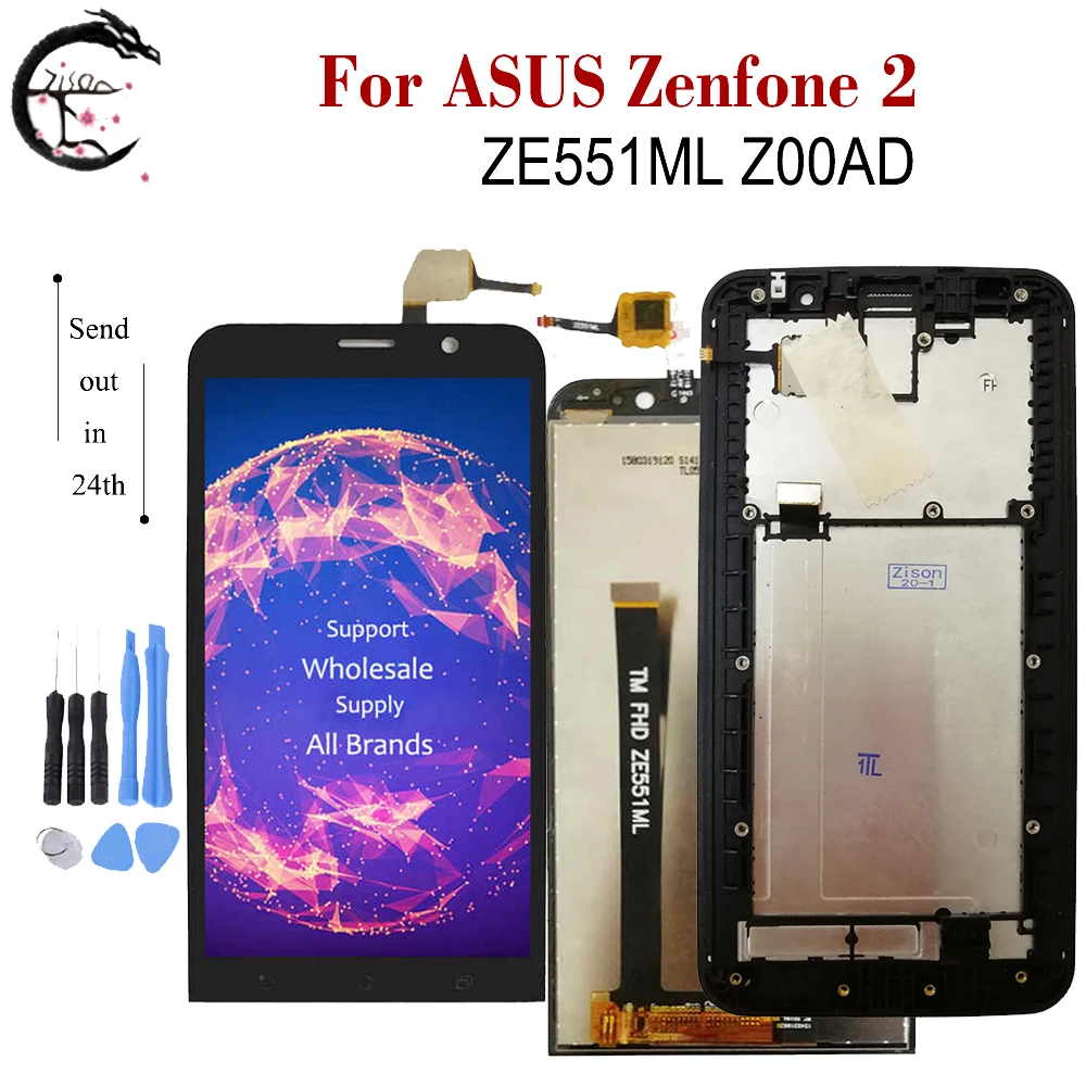 ЖК-дисплей с рамкой для ASUS Zenfone 2 ZE551ML Z00AD, полноэкранный ЖК-дисплей, сенсорная панель, дигитайзер в сборе ZE551ML Zenfone2, дисплей