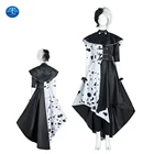 Новинка 2021, костюм для косплея ManLuYunXiao из фильма Cruella De Vil, костюм на Хэллоуин, костюм ведьмы Cruella, пальто для косплея, женское платье на заказ