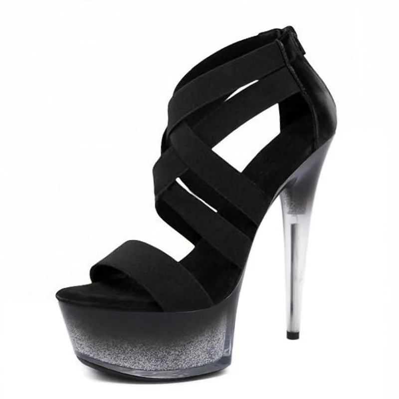 

Platform Sandals 15CM Gladiator Open Toe Full Dress High Stripper Heels Pole Dance Shoes Sexy Fetish Party Women Nightclub Model