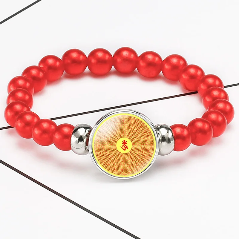 10 шт./лот буддизм Йога мантра Ом значок ОМ амулет браслет бусы Dome браслеты с