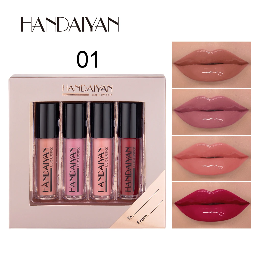 

4pcs Mirror Lip Gloss Set Waterproof Long Lasting Matte Lip Gloss Kit Nude Plumper Lips Makeup Lipgloss Cosmetic Lip Tint