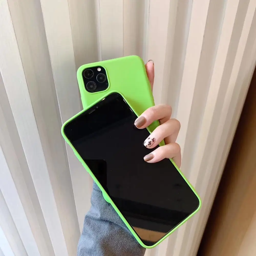 Fluorescent green frosted Total package side Very soft and ultrathin For iphone 6 7 8 X XS XR 11Phone Case |