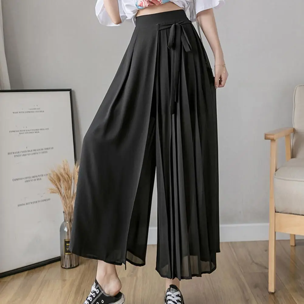 Женские шифоновые плиссированные брюки hakama повседневные большого размера с