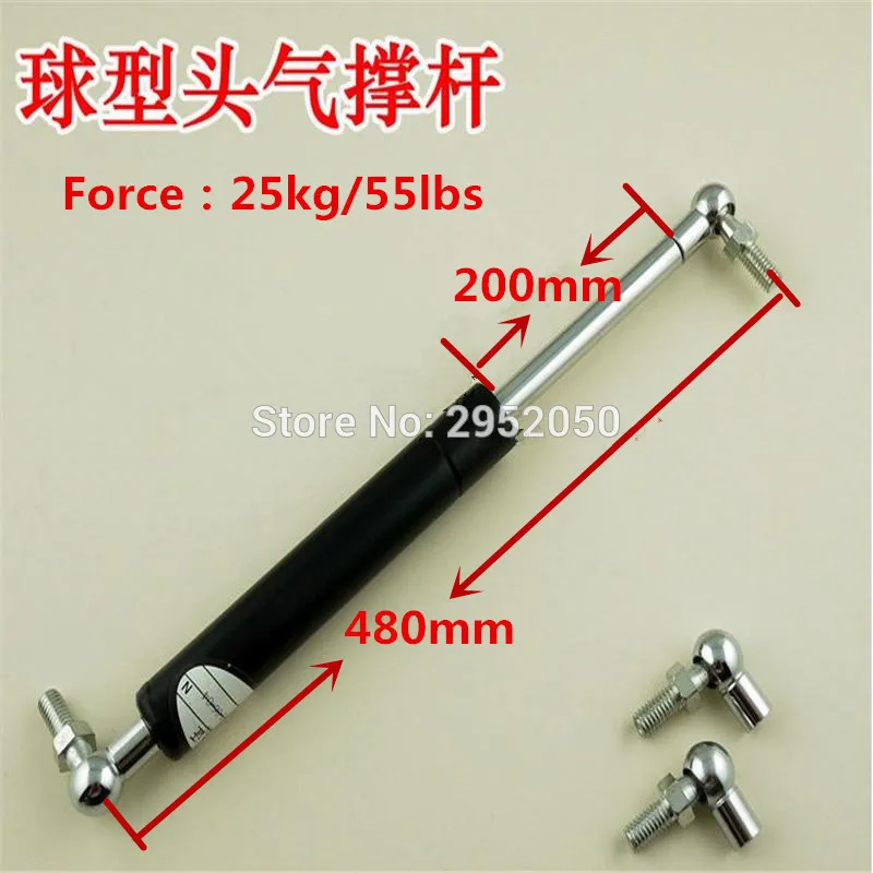 

Free shipping gas spring 25kg 55lbs Force 200mm Stroke 8mm Thread Lift Damper Support Car Gas Spring