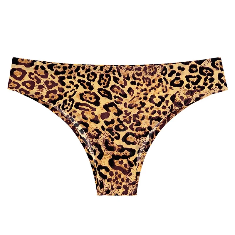 Купи One Piece Ice Silk Panties Underwear For Woman Leopard Printing Sexy Seamless Invisible Briefs Female Panty Underwear Lingerie за 119 рублей в магазине AliExpress