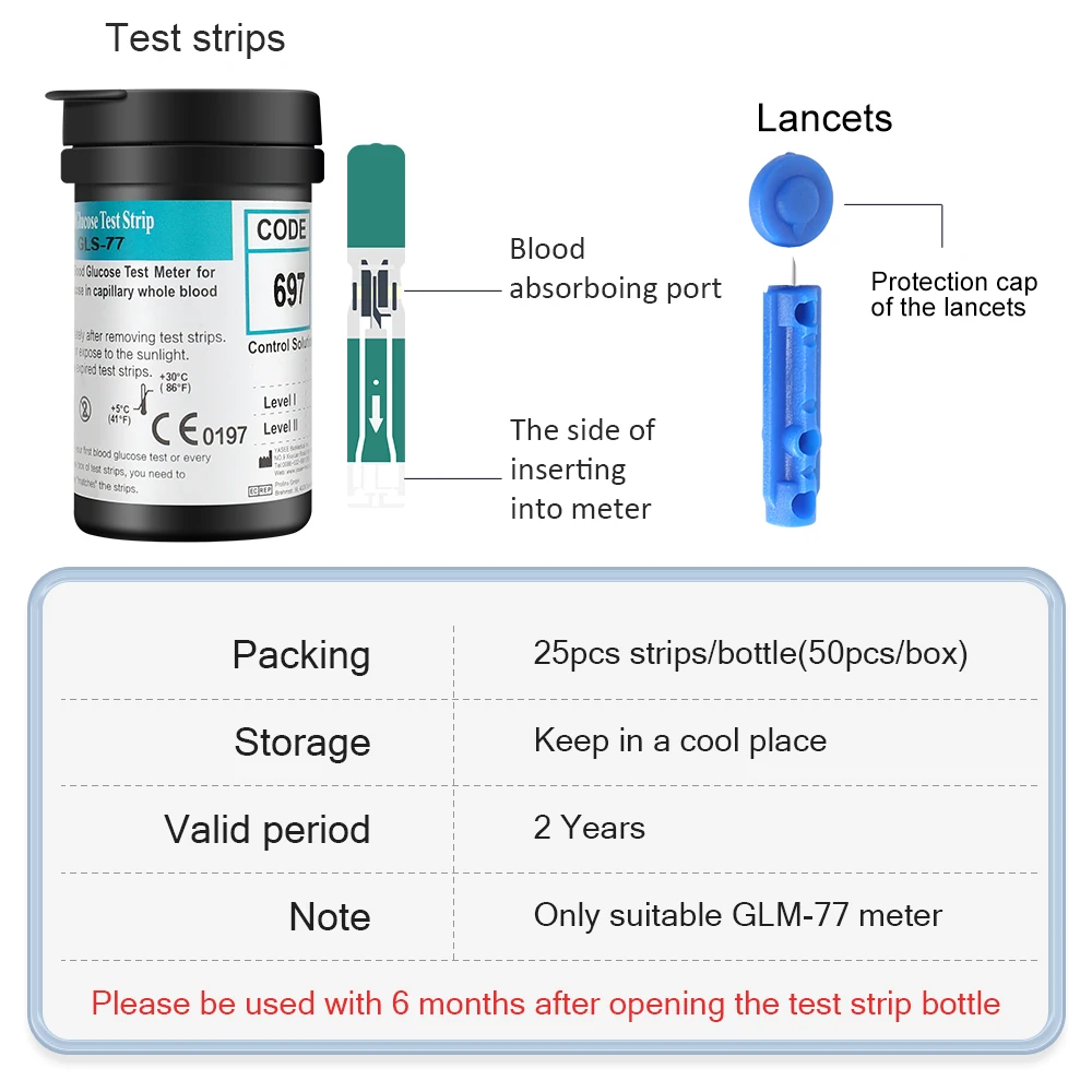 Cofoe 50/100 шт прибор для измерения уровня сахара в крови полоски с ланцеты только