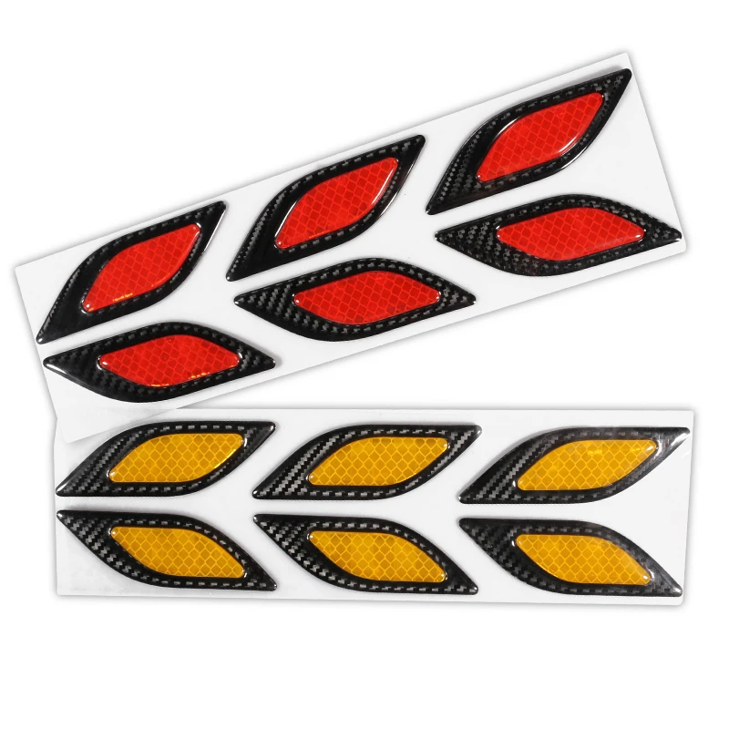 

6Pcs/Set Carbon Fiber Car Sticker Car Accessories Warning Decal Reflective Strips Decal Sticker For Car External Decoration