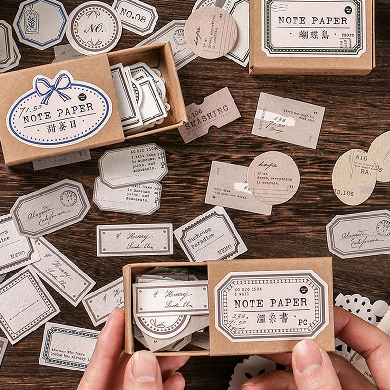 

Vintage Retro Mini Tag Memo Pad DIY Material Paper Pack Junk Journal Scrapbooking