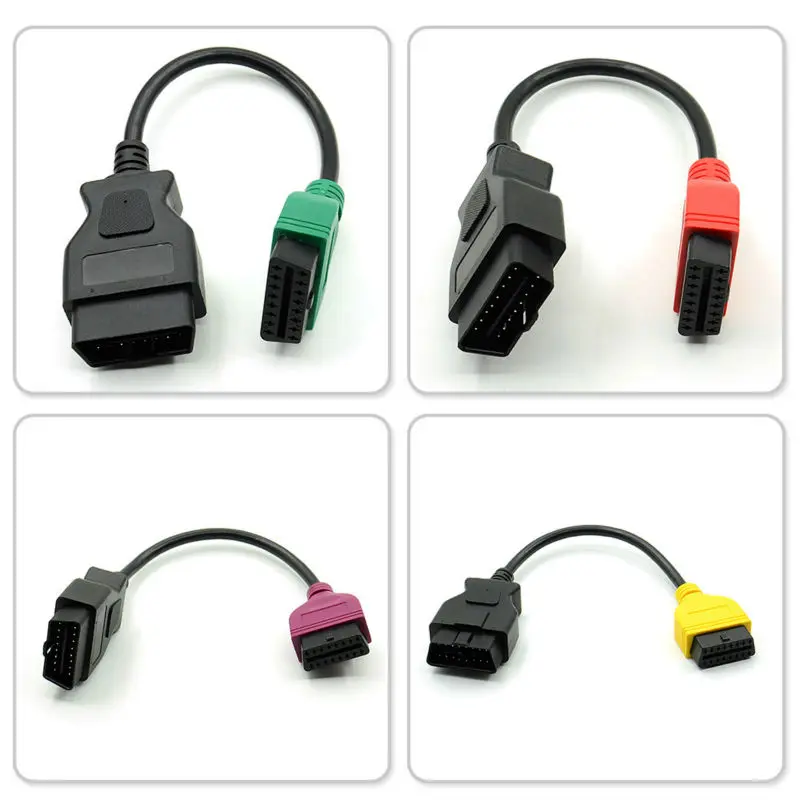 

VSTM 4Pcs/Set For Fiat Ecu Scan Adaptor Connector 16pin OBD2 Cable OBD Cable For Fiat Alfa Romeo Three Color (4 Pieces/ Set)