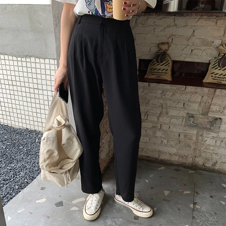 

J368-Summer trendy one button skinny pants wide leg pants