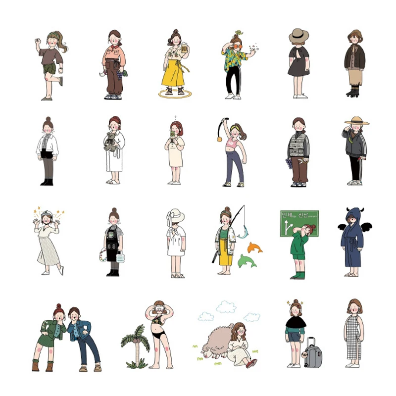 

Cartoon Girl Dress Stationery Sticker Scrapbooking Seal Kawaii DIY Diary Decorative Adhesive Paper Sticker Label Supplies 46Pcs