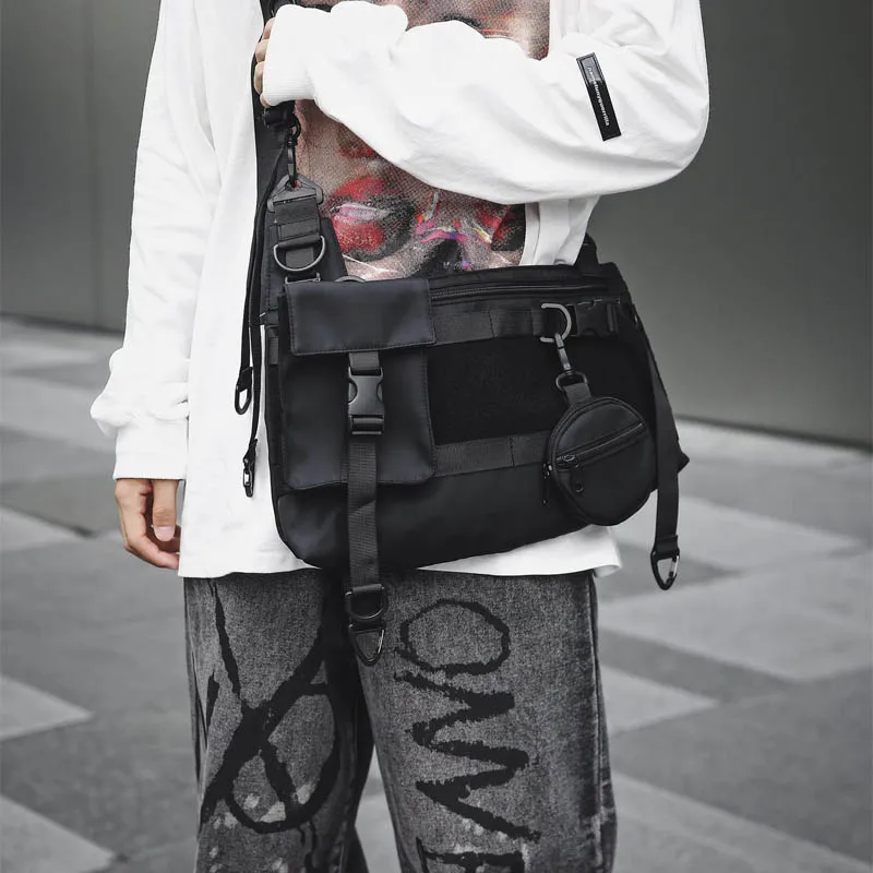 

Мужская водонепроницаемая черная сумка через плечо, новинка 2021, нейлоновая нагрудная сумка унисекс, короткие дорожные сумки, сумка для теле...