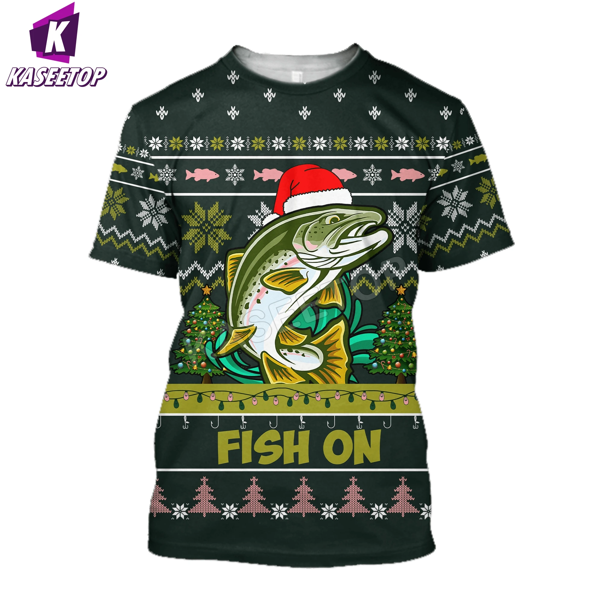 

Hot Mens T-Shirt 3D Christmas Fishing Print Top O-Neck Short Sleeve Oversize Streetwear Camisetas Hombre Tracksuit Harajuku 15